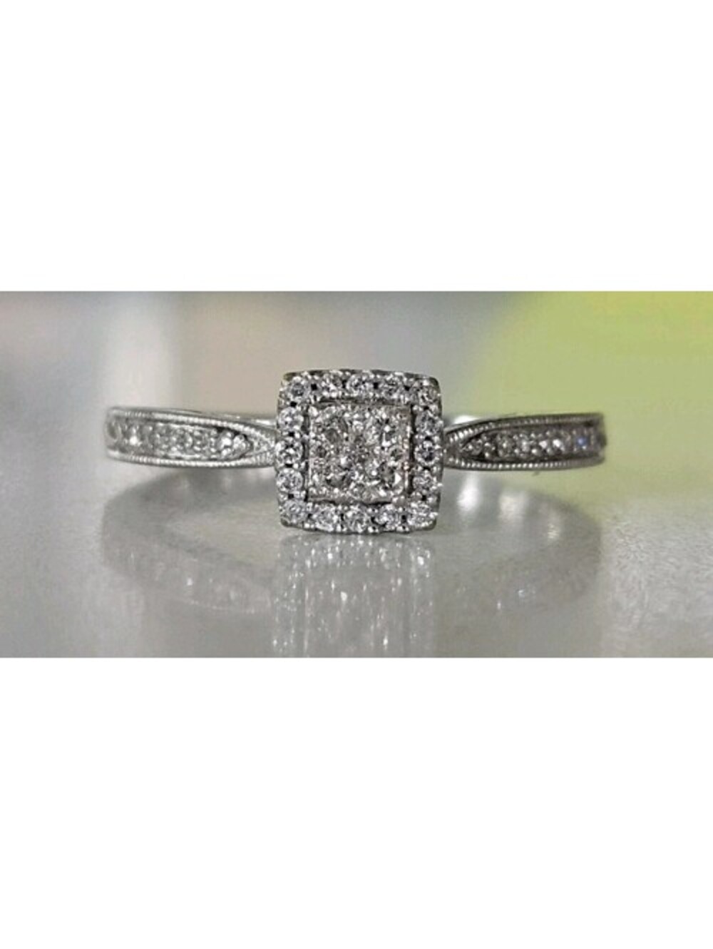 Kay Jewelers Solid 10k White Gold Natural Diamond Illusion Set Engagement Ring